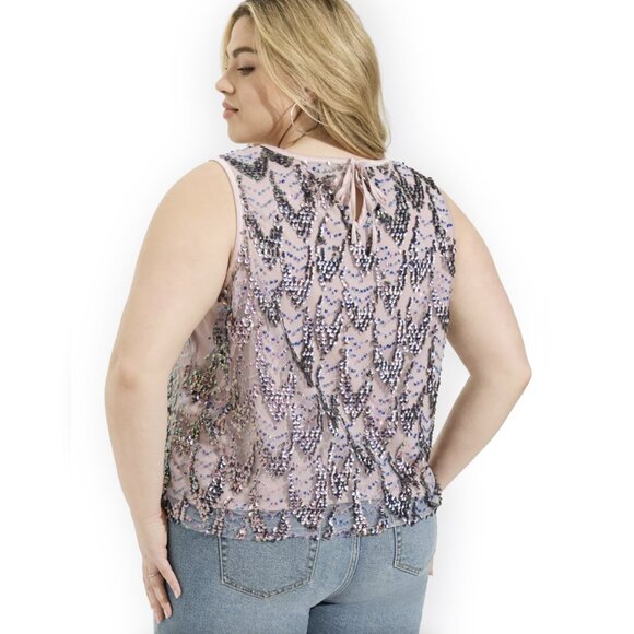 TORRID Sequin Shell Shimmer Crop Top 1X - Picture 2 of 2